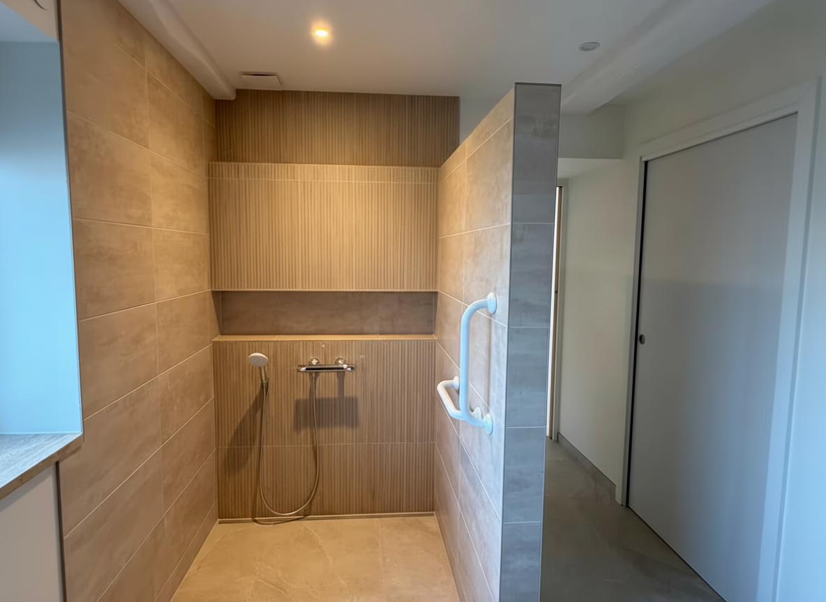 Douche italienne nettoyée après chantier