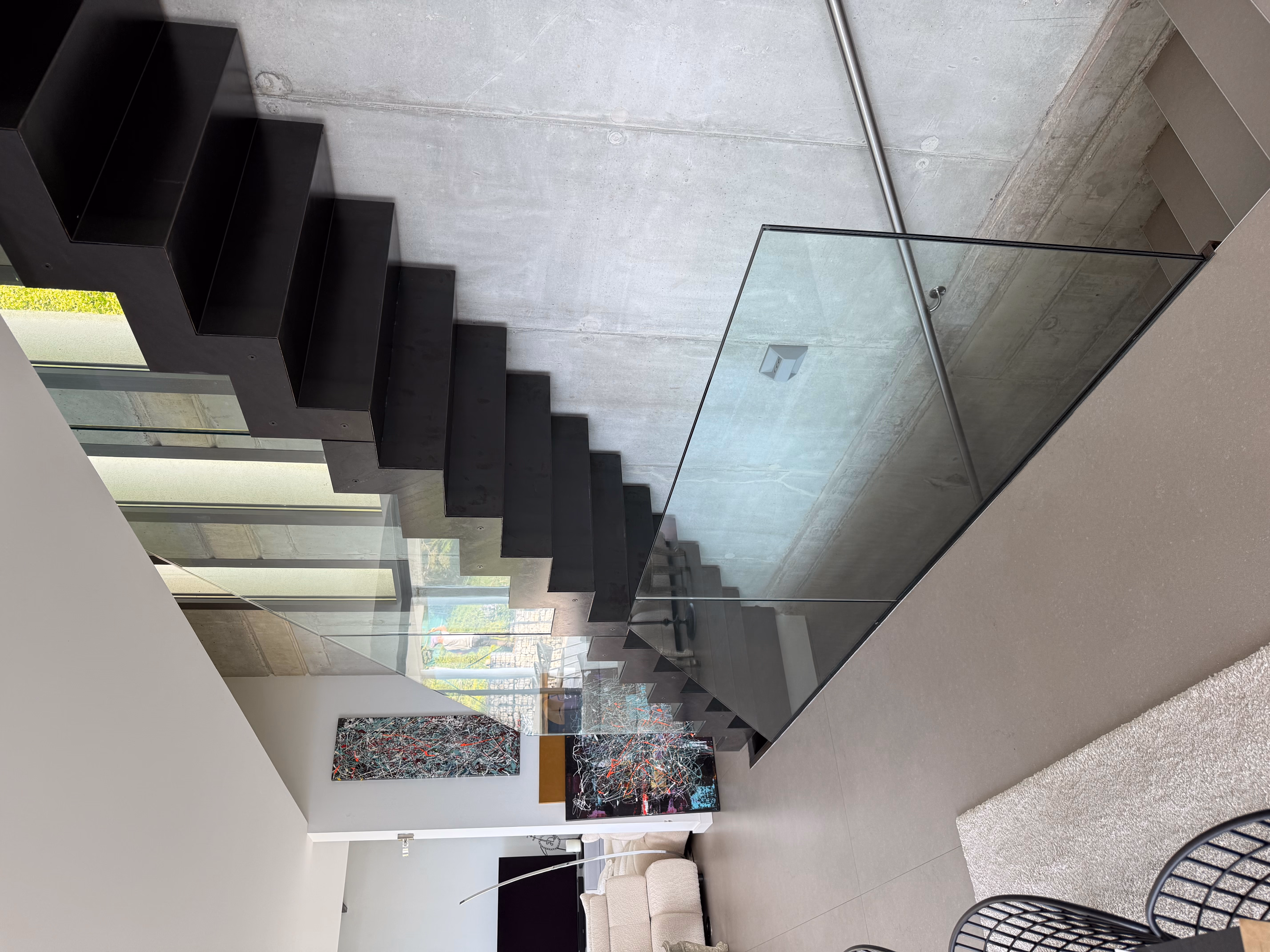 Escalier verre nettoyé sans trace